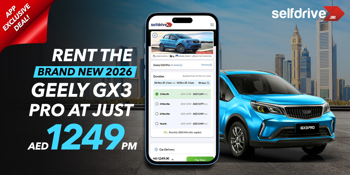 App Exclusive Deal! Rent the Brand New 2026 Geely GX3 Pro at AED 1,249/month – Limited Units, Book Now on Selfdrive UAE!